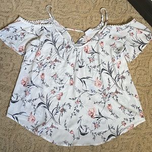 Sienna Sky White Floral Cold Should Blouse Size S